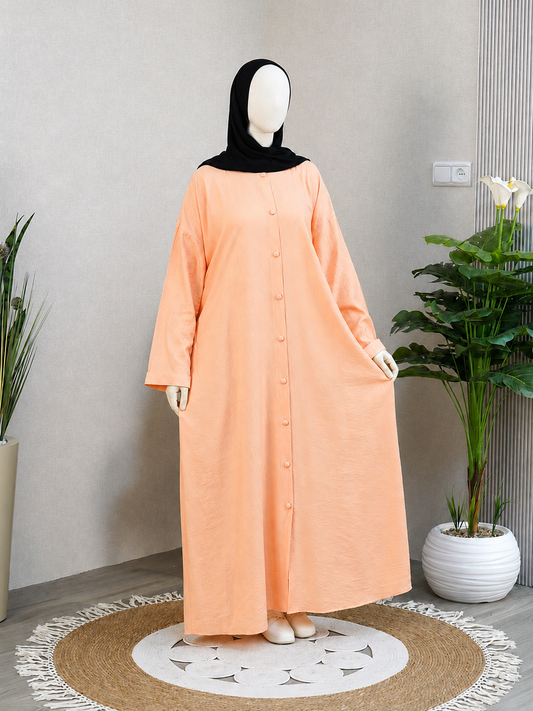 Robe Comfy SHOZZAN orange, robe chemise longue en gaze de coton